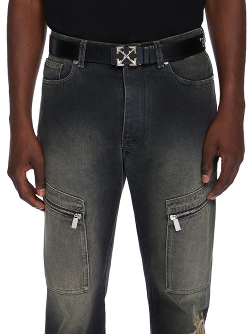 Arrow Belt Quote-Smooth Calfskin Leather Black