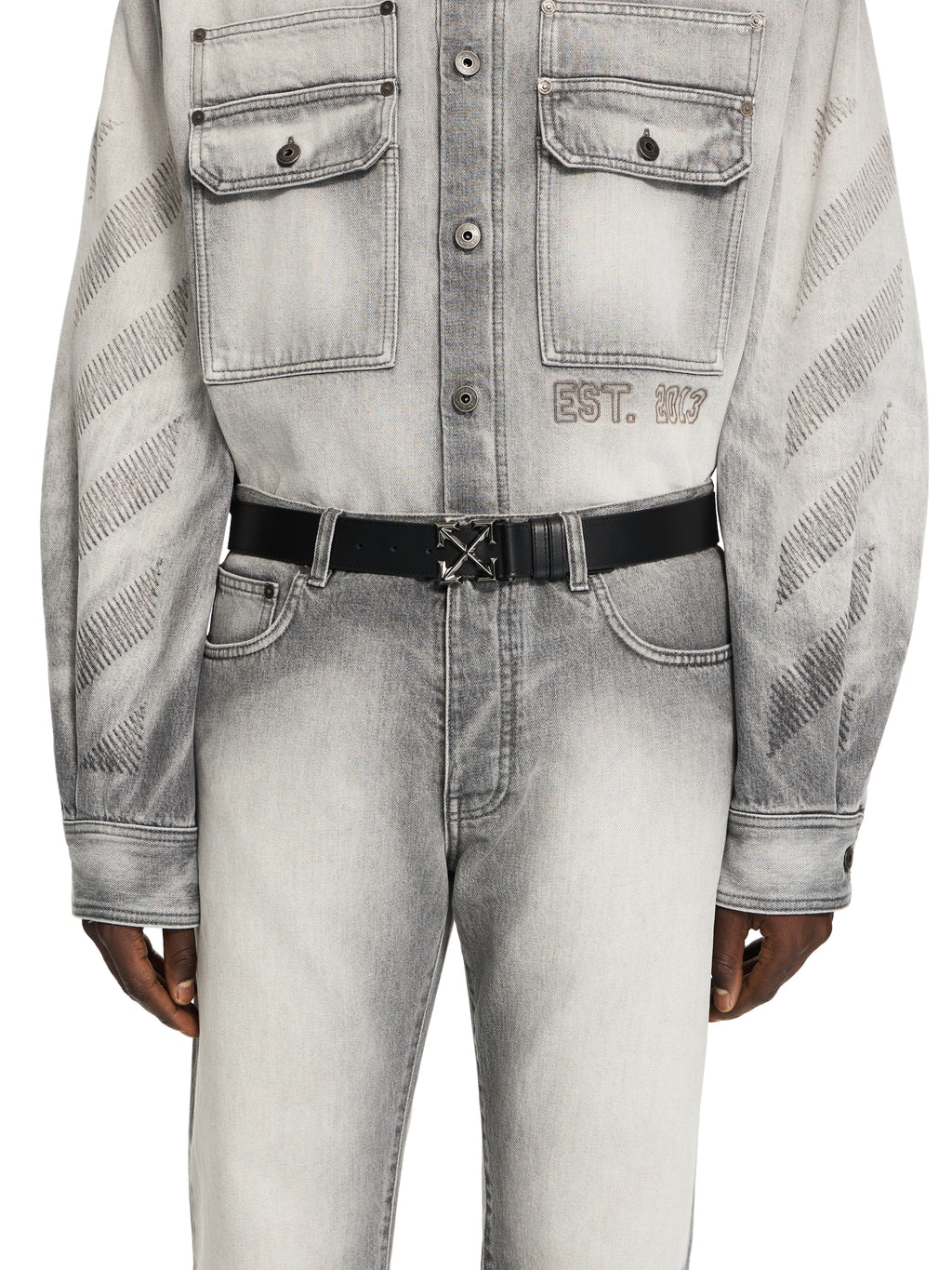 Arrow Belt Quote-Smooth Calfskin Leather Black