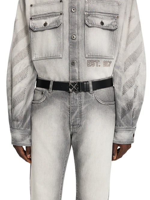 Arrow Belt Quote-Smooth Calfskin Leather Black