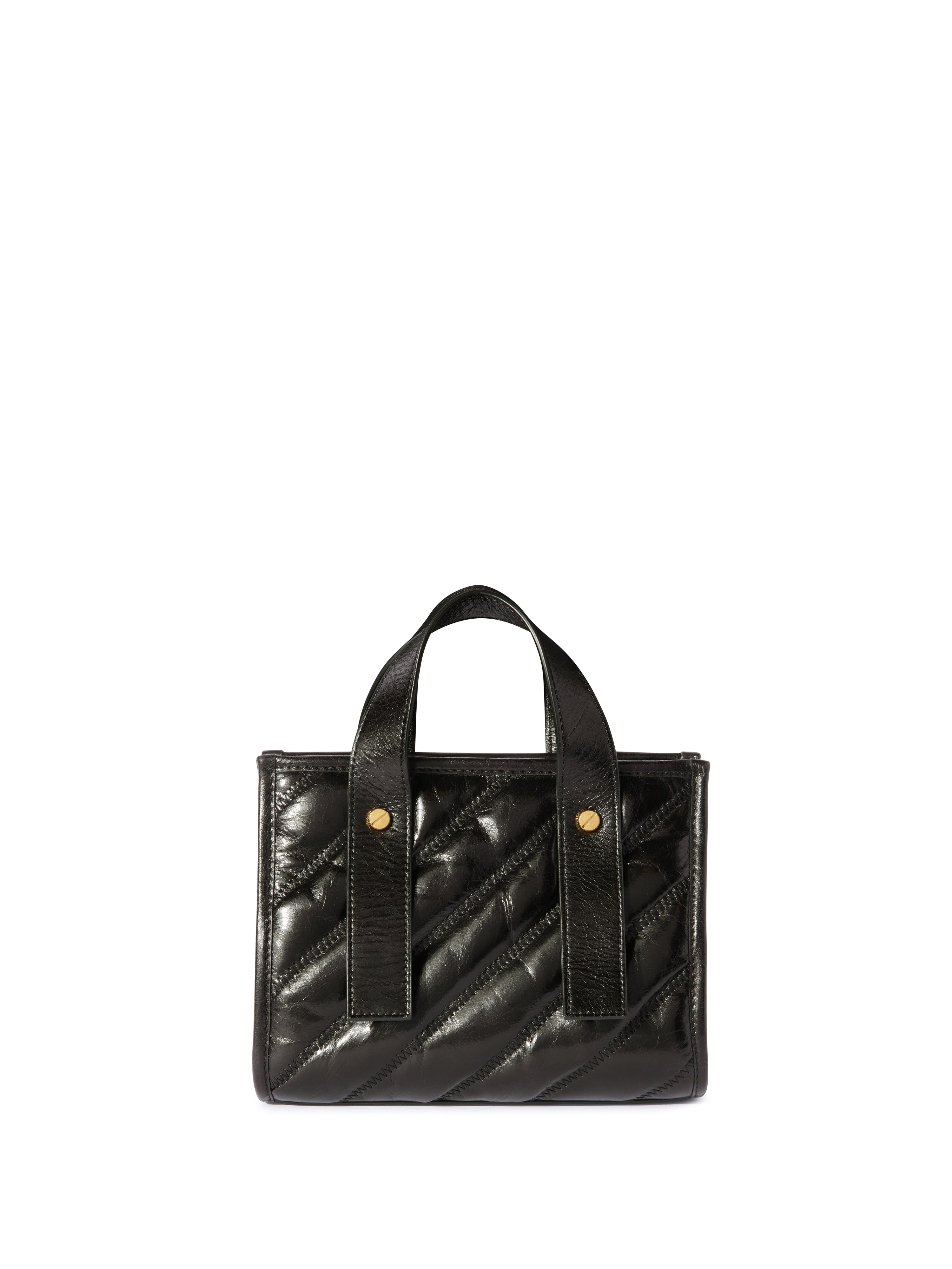 Quilting Tote Bag Smooth Calfskin Leather Black