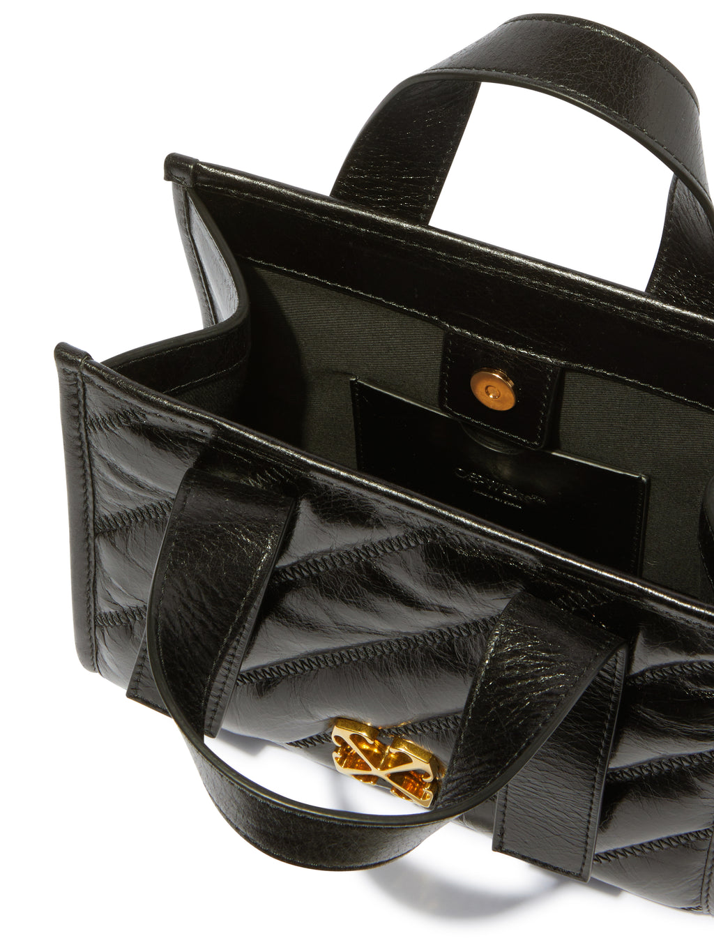 Quilting Tote Bag Smooth Calfskin Leather Black