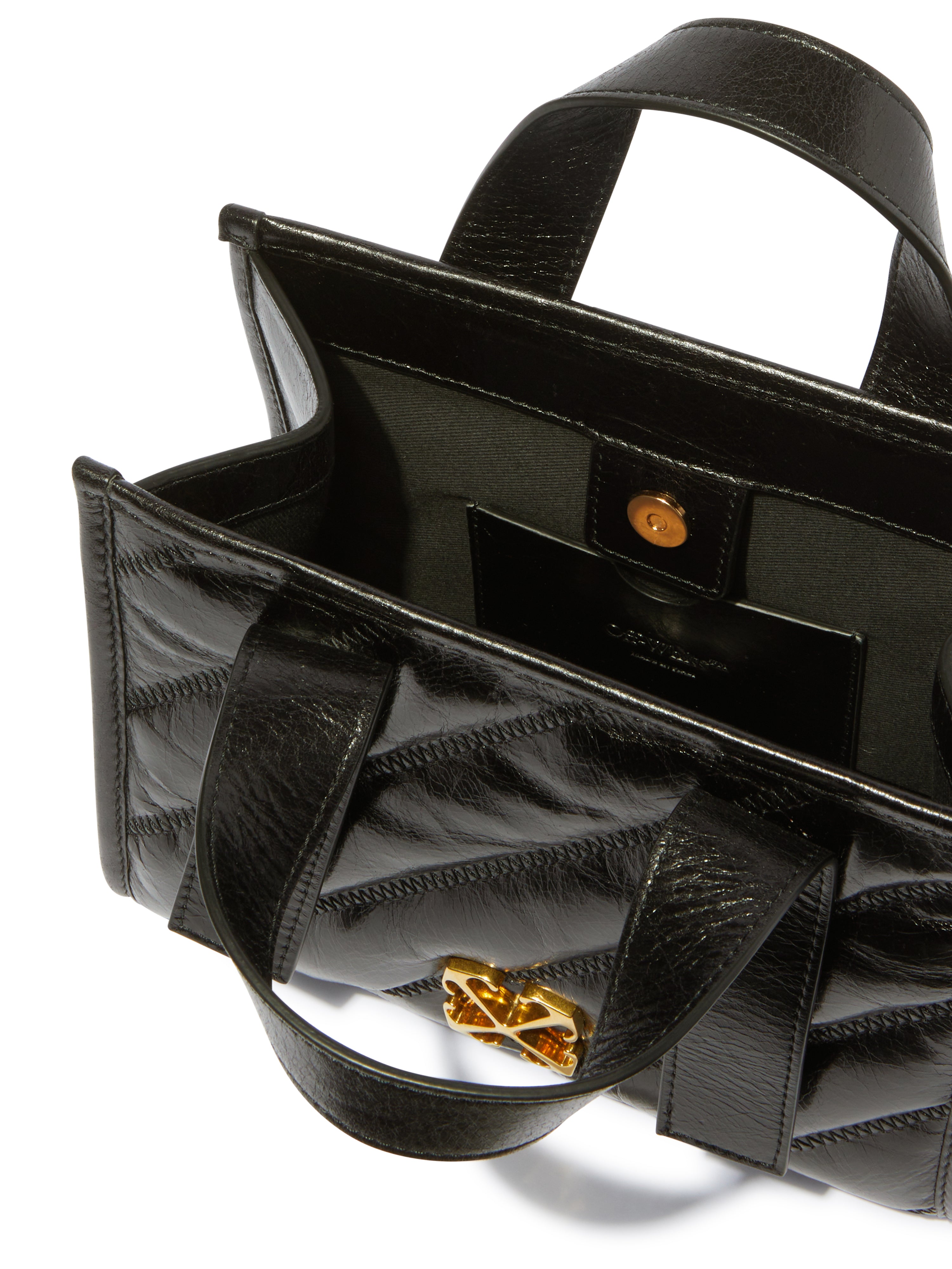 Quilting Tote Bag Smooth Calfskin Leather Black