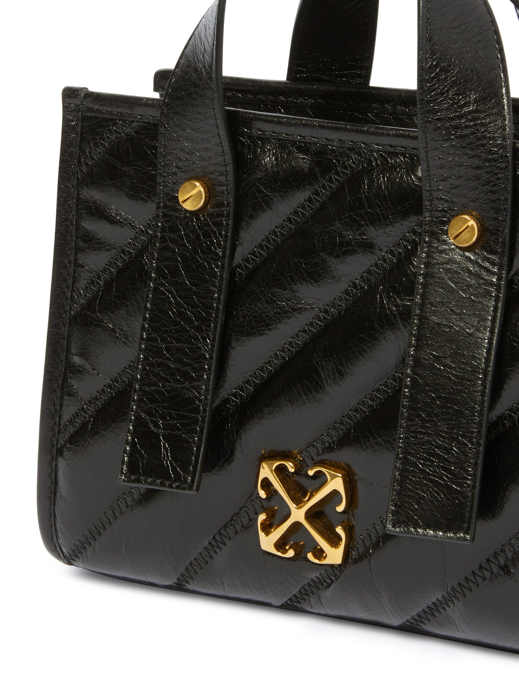 Quilting Tote Bag Smooth Calfskin Leather Black